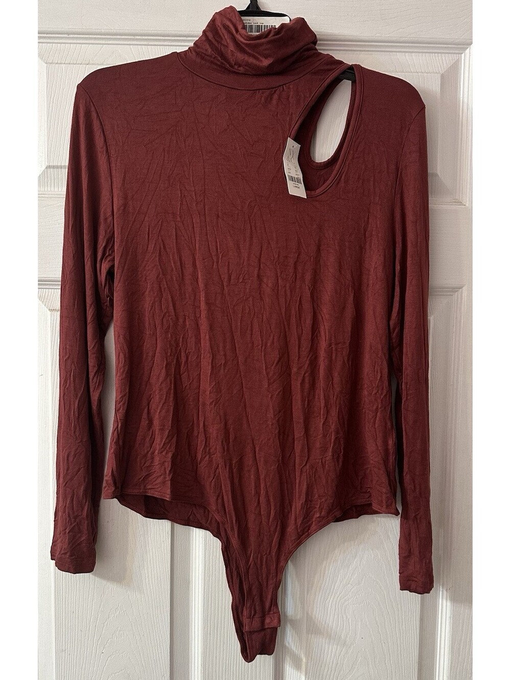 NY&C New York & Company Bodysuit Large Red Cutout Turtleneck Y2K 90s NWT